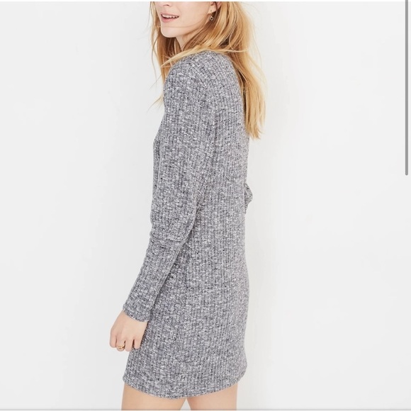 Madewell Women’s Grey Space Dye Ribbed Bubble along Sleeve Dress Sweater Knit - Picture 3 of 11